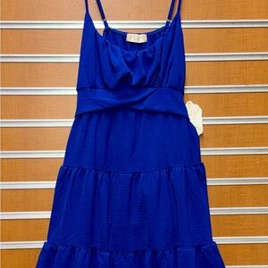 Altar'd State Royal Blue Tiered Spaghetti-Strap Mini Dress
